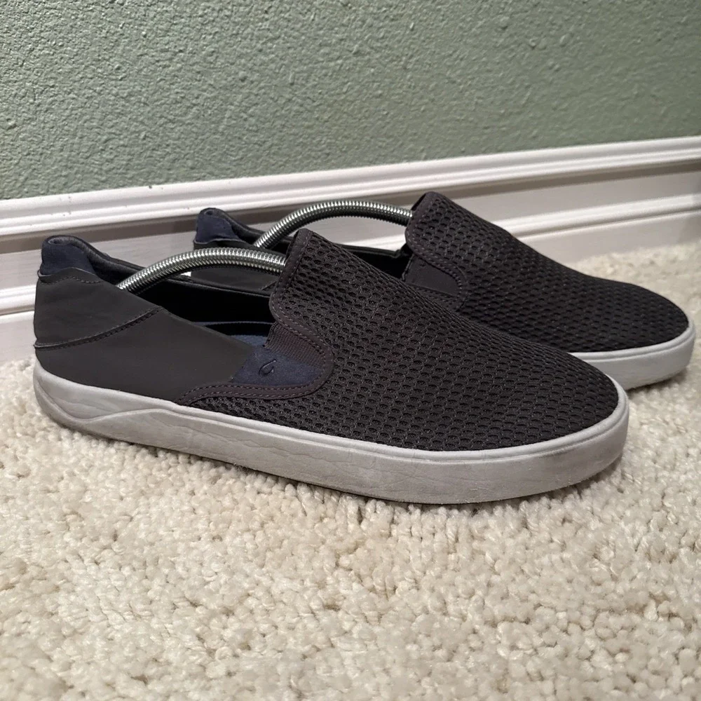 Olukai Lae Ahi Shoes Men's 15 Gray Mesh Comfort Slip On Sneaker Boat Deck 10